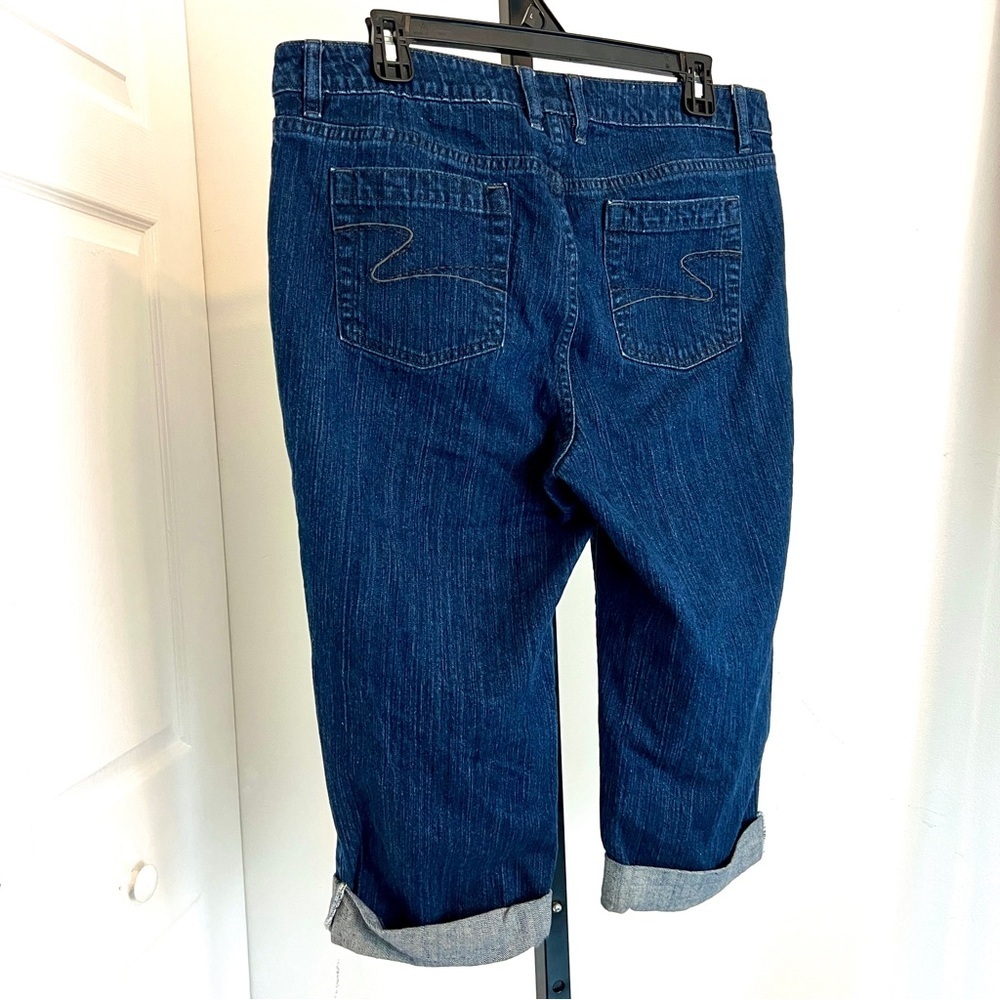 Women's Liz Claiborne Blue Denim Stretch Capri With Pockets Size 12 - Picture 7 of 7
